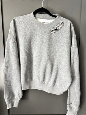 The Kooples X Sport sweatshirt Gray Distressed Sweatshirt